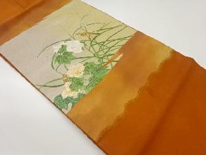 鳥に芒・花葉模様織出し名古屋帯